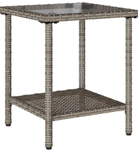 Gartensofa in L-Form mit Tisch und Kissen Grau Poly Rattan