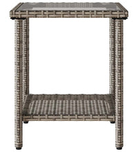 Gartensofa in L-Form mit Tisch und Kissen Grau Poly Rattan