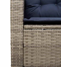 Gartensofa in L-Form mit Tisch und Kissen Grau Poly Rattan