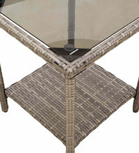 Gartensofa in L-Form mit Tisch und Kissen Grau Poly Rattan