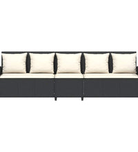 Gartensofa 5-Sitzer mit Kissen Schwarz Poly Rattan