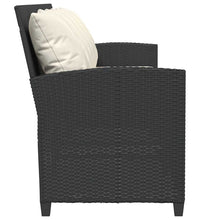 Gartensofa 5-Sitzer mit Kissen Schwarz Poly Rattan