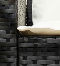 Gartensofa 5-Sitzer mit Kissen Schwarz Poly Rattan