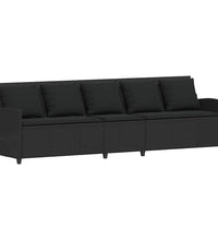 Gartensofa 5-Sitzer mit Kissen Schwarz Poly Rattan