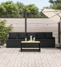 Gartensofa 5-Sitzer mit Kissen Schwarz Poly Rattan