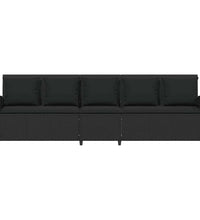 Gartensofa 5-Sitzer mit Kissen Schwarz Poly Rattan