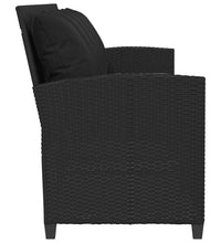 Gartensofa 5-Sitzer mit Kissen Schwarz Poly Rattan