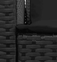 Gartensofa 5-Sitzer mit Kissen Schwarz Poly Rattan