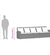 Gartensofa 5-Sitzer mit Kissen Schwarz Poly Rattan