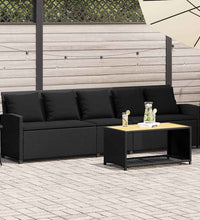 Gartensofa 5-Sitzer mit Kissen Schwarz Poly Rattan