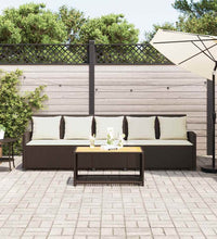 Gartensofa 5-Sitzer mit Kissen Braun Poly Rattan