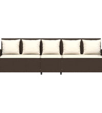 Gartensofa 5-Sitzer mit Kissen Braun Poly Rattan