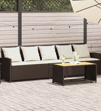 Gartensofa 5-Sitzer mit Kissen Braun Poly Rattan