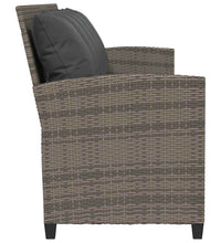 Gartensofa 5-Sitzer mit Kissen Grau Poly Rattan