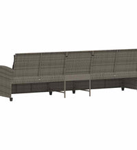 Gartensofa 5-Sitzer mit Kissen Grau Poly Rattan