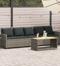 Gartensofa 5-Sitzer mit Kissen Grau Poly Rattan