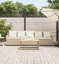 Gartensofa 5-Sitzer mit Kissen Beige Poly Rattan