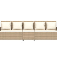 Gartensofa 5-Sitzer mit Kissen Beige Poly Rattan