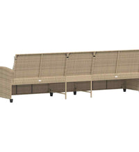 Gartensofa 5-Sitzer mit Kissen Beige Poly Rattan