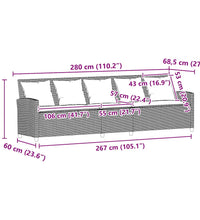 Gartensofa 5-Sitzer mit Kissen Beige Poly Rattan
