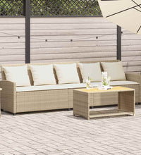 Gartensofa 5-Sitzer mit Kissen Beige Poly Rattan