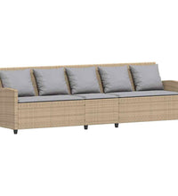 Gartensofa 5-Sitzer mit Kissen Beige Poly Rattan