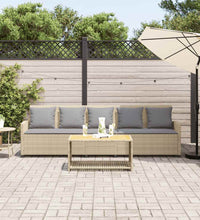 Gartensofa 5-Sitzer mit Kissen Beige Poly Rattan