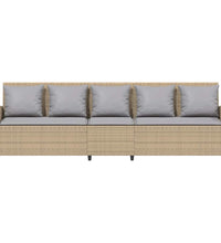 Gartensofa 5-Sitzer mit Kissen Beige Poly Rattan