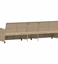 Gartensofa 5-Sitzer mit Kissen Beige Poly Rattan