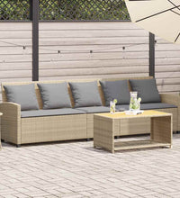 Gartensofa 5-Sitzer mit Kissen Beige Poly Rattan