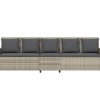 Gartensofa 5-Sitzer mit Kissen Hellgrau Poly Rattan