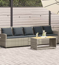 Gartensofa 5-Sitzer mit Kissen Hellgrau Poly Rattan