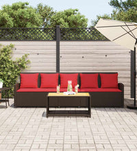 Gartensofa 5-Sitzer mit Kissen Braun Poly Rattan