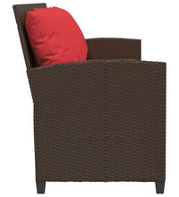 Gartensofa 5-Sitzer mit Kissen Braun Poly Rattan