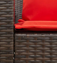 Gartensofa 5-Sitzer mit Kissen Braun Poly Rattan