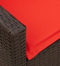 Gartensofa 5-Sitzer mit Kissen Braun Poly Rattan