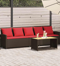 Gartensofa 5-Sitzer mit Kissen Braun Poly Rattan