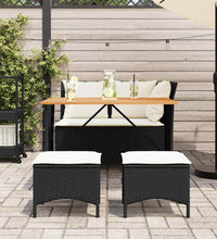 4-tlg. Garten-Essgruppe mit Kissen Schwarz Poly Rattan