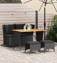 4-tlg. Garten-Essgruppe mit Kissen Schwarz Poly Rattan