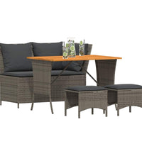 4-tlg. Garten-Essgruppe mit Kissen Grau Poly Rattan