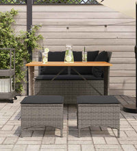 4-tlg. Garten-Essgruppe mit Kissen Grau Poly Rattan