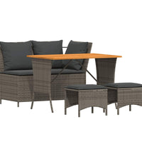 4-tlg. Garten-Essgruppe mit Kissen Grau Poly Rattan
