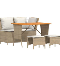 4-tlg. Garten-Essgruppe mit Kissen Beige Poly Rattan