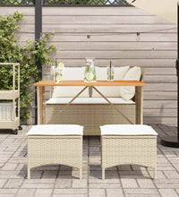 4-tlg. Garten-Essgruppe mit Kissen Beige Poly Rattan