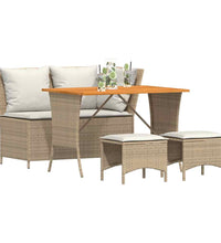 4-tlg. Garten-Essgruppe mit Kissen Beige Poly Rattan