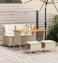4-tlg. Garten-Essgruppe mit Kissen Beige Poly Rattan