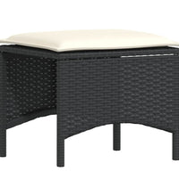 3-tlg. Garten-Essgruppe mit Kissen Schwarz Poly Rattan