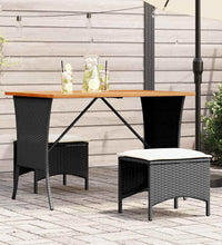 3-tlg. Garten-Essgruppe mit Kissen Schwarz Poly Rattan