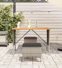 3-tlg. Garten-Essgruppe mit Kissen Grau Poly Rattan