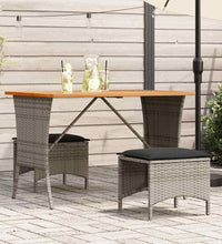 3-tlg. Garten-Essgruppe mit Kissen Grau Poly Rattan